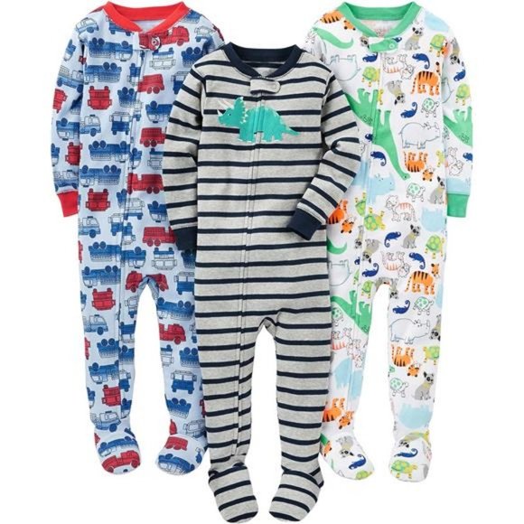 Simple Joys by Carter's Toddlers and Baby Boys' Snug-Fit Footed Cotton  Pajamas